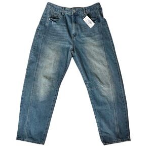 New Barrel Horseshoe Denim Jeans Vintage Wash Loose Fit Baggy Size XL